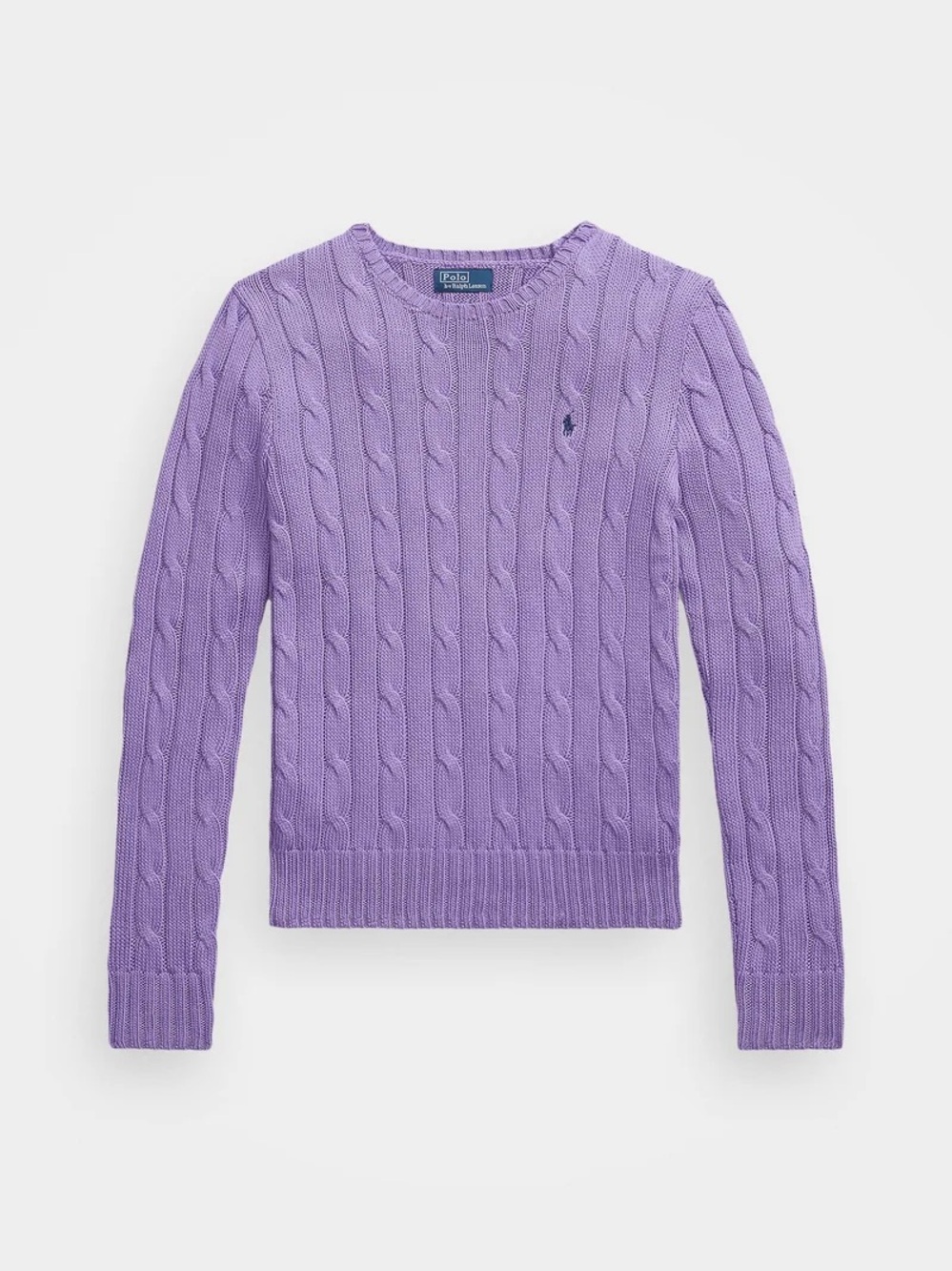 Ralph Lauren Purple 100% Cotton Cable-Knit Crew Sweater Sz Medium